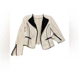 H&M Black and White Blazer with gold zipper at the sleeves and pockets- Size -4